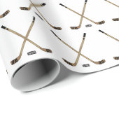 交差させたアイスホッケー用スティックおよびパック ラッピングペーパー (ロールコーナー)