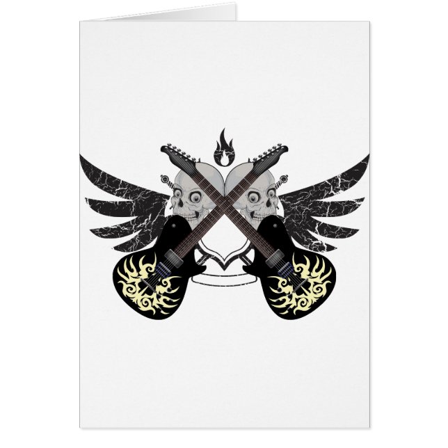 交差させたギターおよびスカル (正面)