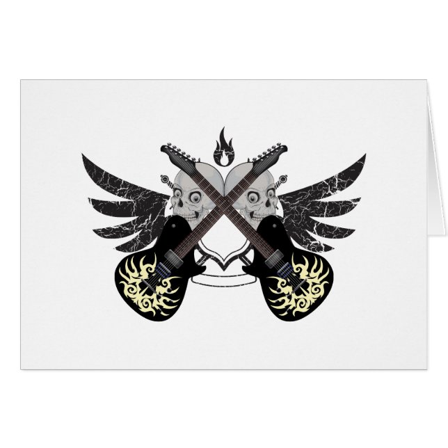 交差させたギターおよびスカル (正面横)