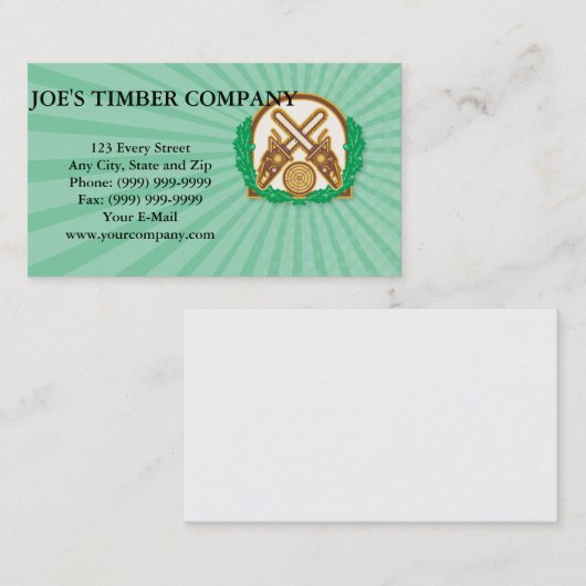 交差させたチェーンソーの材木木葉 名刺 (正面/裏面)