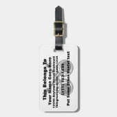 交差させたバンジョーの黒 ラゲッジタグ (正面縦)