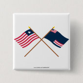 交差させたリベリアおよび壮大なBassa郡旗 缶バッジ (正面)