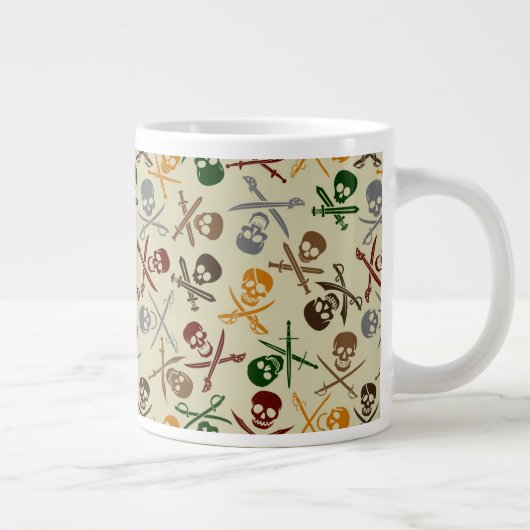 交差させた剣が付いている海賊スカル ジャンボコーヒーマグカップ (右)