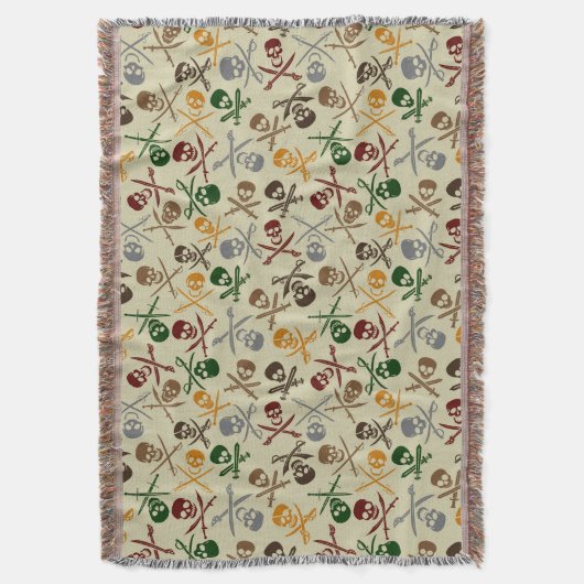 交差させた剣が付いている海賊スカル スローブランケット (正面縦)