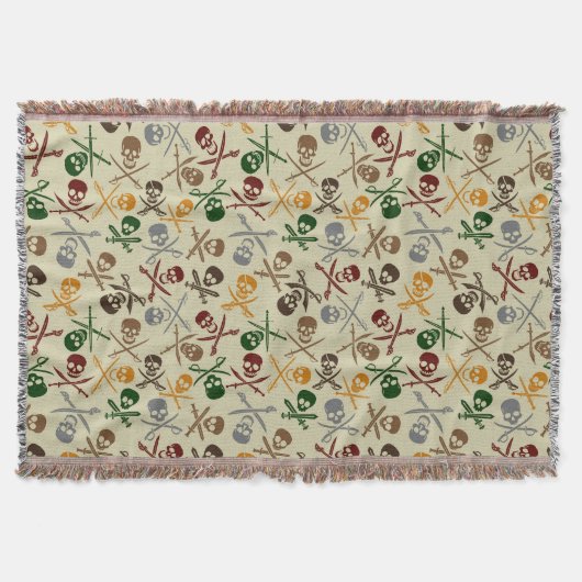 交差させた剣が付いている海賊スカル スローブランケット (正面)