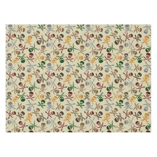 交差させた剣が付いている海賊スカル テーブルクロス (正面(横))