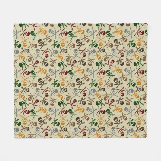 交差させた剣が付いている海賊スカル フリースブランケット (正面(横))