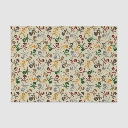 交差させた剣が付いている海賊スカル 薄葉紙 (正面)