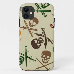 交差させた剣が付いている海賊スカル iPhone 11 ケース