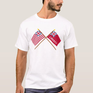 交差させた壮大な連合および自由の旗 Tシャツ