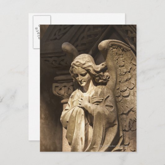 交差させた手を搭載する天使の彫像、ブエノスアイレス ポストカード (正面/裏面)