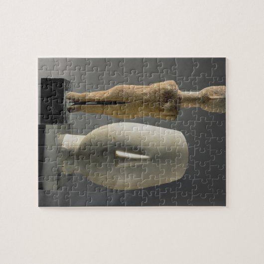 (交差させた腕を搭載するLto R)の置物、Cycladic; 頭部 ジグソーパズル (横)