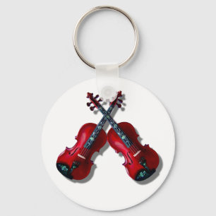 交差させた赤いバイオリン- KEYCHAIN キーホルダー