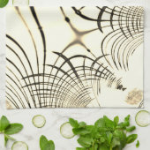 交差したナッツブラウンまたはカーキ曲線のトレースはベージュ キッチンタオル (折り畳み)