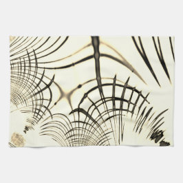 交差したナッツブラウンまたはカーキ曲線のトレースはベージュ キッチンタオル