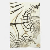 交差したナッツブラウンまたはカーキ曲線のトレースはベージュ キッチンタオル (縦)