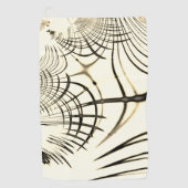 交差したナッツブラウンまたはカーキ曲線のトレースはベージュ ゴルフタオル (正面)