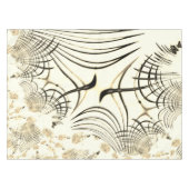 交差したナッツブラウンまたはカーキ曲線のトレースはベージュ テーブルクロス (正面(横))