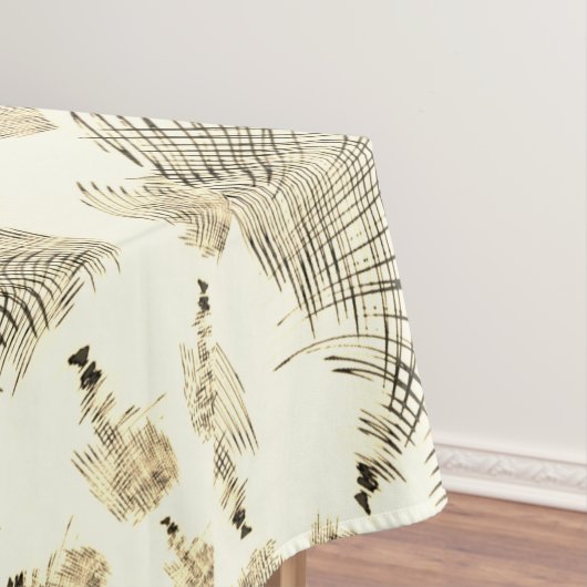 交差したナッツブラウンまたはカーキ曲線のトレースはベージュ テーブルクロス (インサイチュ)