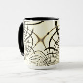 交差したナッツブラウンまたはカーキ曲線のトレースはベージュ マグカップ (正面左)