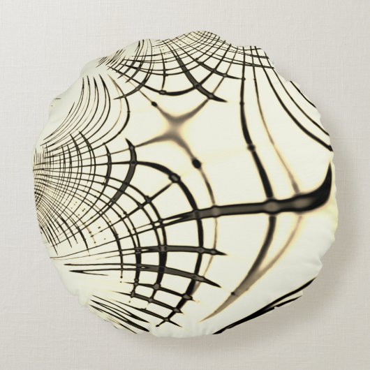 交差したナッツブラウンまたはカーキ曲線のトレースはベージュ ラウンドクッション (裏面)