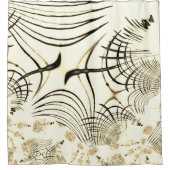 交差したナットブラウンの曲線トレース、明るい背景 シャワーカーテン (正面)