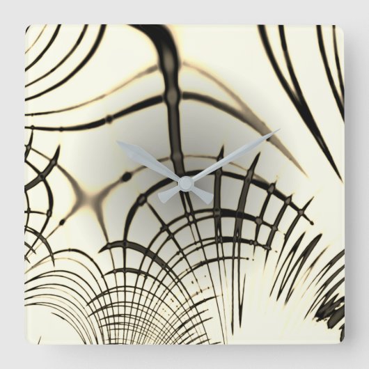 交差したナットブラウンの曲線トレース、明るい背景 スクエア壁時計 (正面)