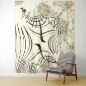 交差したナットブラウンの曲線トレース、明るい背景 タペストリー (インサイチュ)