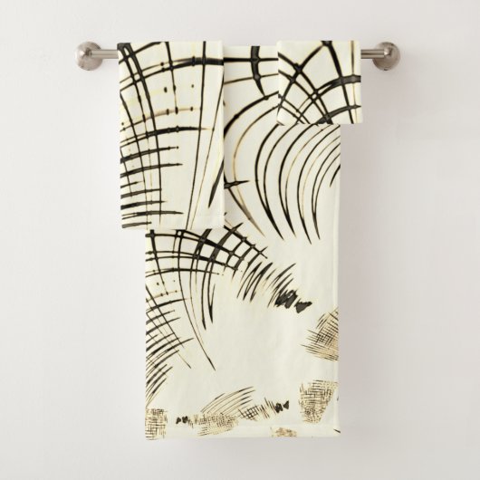 交差したナットブラウンの曲線トレース、明るい背景 バスタオルセット (インサイチュ)