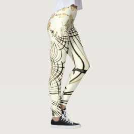 交差したナットブラウンの曲線トレース、明るい背景 レギンス