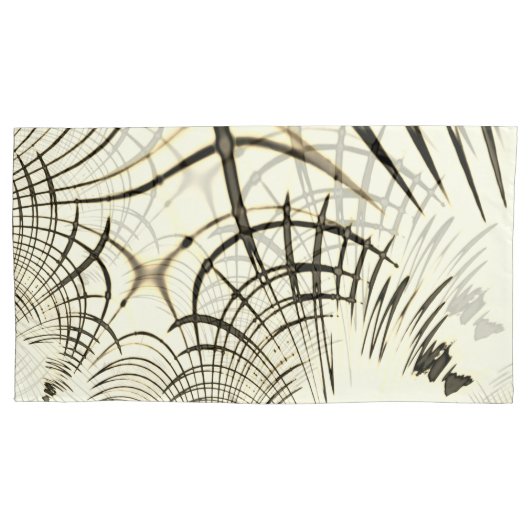 交差したナットブラウンの曲線トレース、明るい背景 枕カバー (正面左)