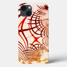 交差した赤い茶色の曲がったトレース、古いエフェクト iPhone 13ケース