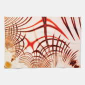 交差した赤茶色の曲線のトレース、エイジドエフェクト キッチンタオル (横)