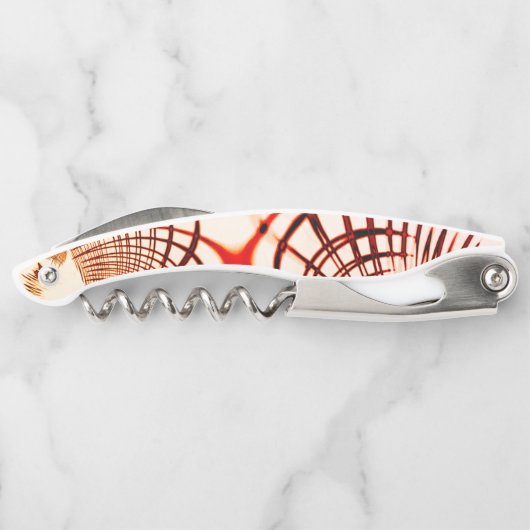 交差した赤茶色の曲線のトレース、エイジドエフェクト ソムリエナイフ (裏面)