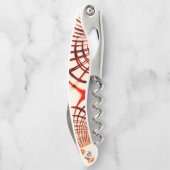 交差した赤茶色の曲線のトレース、エイジドエフェクト ソムリエナイフ (裏面)