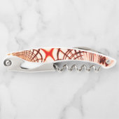 交差した赤茶色の曲線のトレース、エイジドエフェクト ソムリエナイフ (正面)