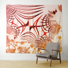 交差した赤茶色の曲線のトレース、エイジドエフェクト タペストリー