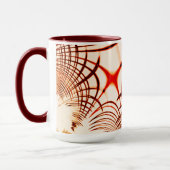 交差した赤茶色の曲線のトレース、エイジドエフェクト マグカップ (左)