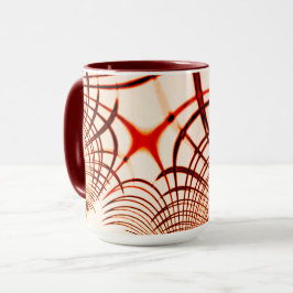 交差した赤茶色の曲線のトレース、エイジドエフェクト マグカップ