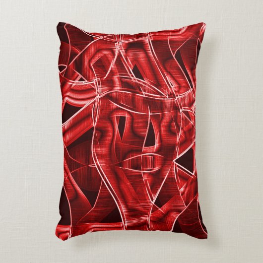 交差した重なり合う赤いアクリルリボンの残り アクセントクッション (正面(垂直))