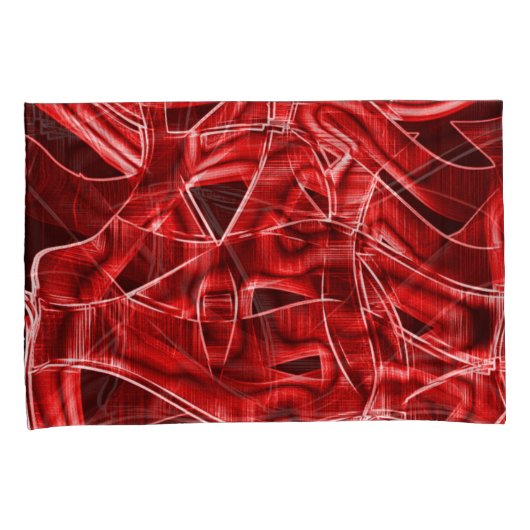 交差した重なり合う赤いアクリルリボンの残り 枕カバー (正面右)