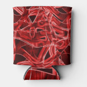 交差した重なり合う赤いアクリルリボンの残り 缶クーラー (正面)