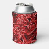 交差した重なり合う赤いアクリルリボンの残り 缶クーラー (缶裏面)