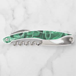 交差して重なっている緑色のアクリルテープ切り出し ソムリエナイフ