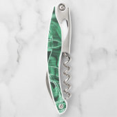 交差して重なっている緑色のアクリルテープ切り出し ソムリエナイフ (裏面)