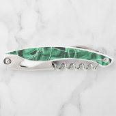 交差して重なっている緑色のアクリルテープ切り出し ソムリエナイフ (正面)