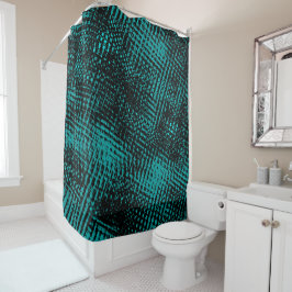 交差し、結合したシアンまたは青と緑の混合 シャワーカーテン