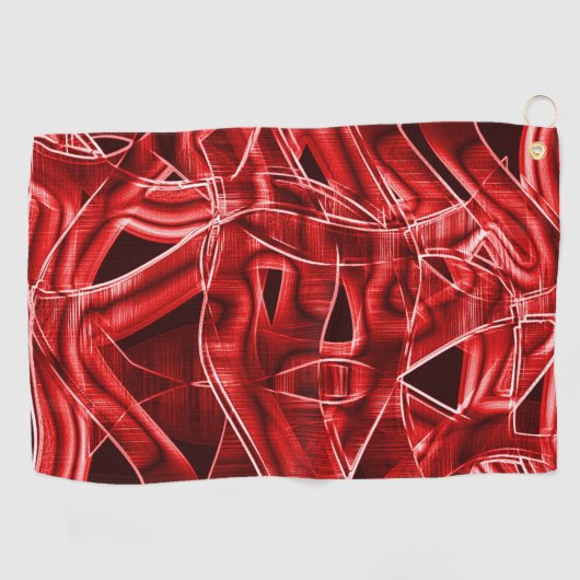 交差し、重なっている赤いアクリルリボン切り出し ゴルフタオル (横)