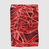 交差し、重なっている赤いアクリルリボン切り出し ゴルフタオル (正面)