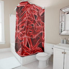 交差し、重なっている赤いアクリルリボン切り出し シャワーカーテン